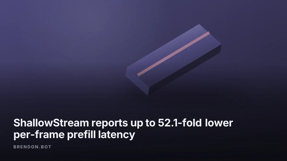 ShallowStream reports up to 52.1-fold lower per-frame prefill latency