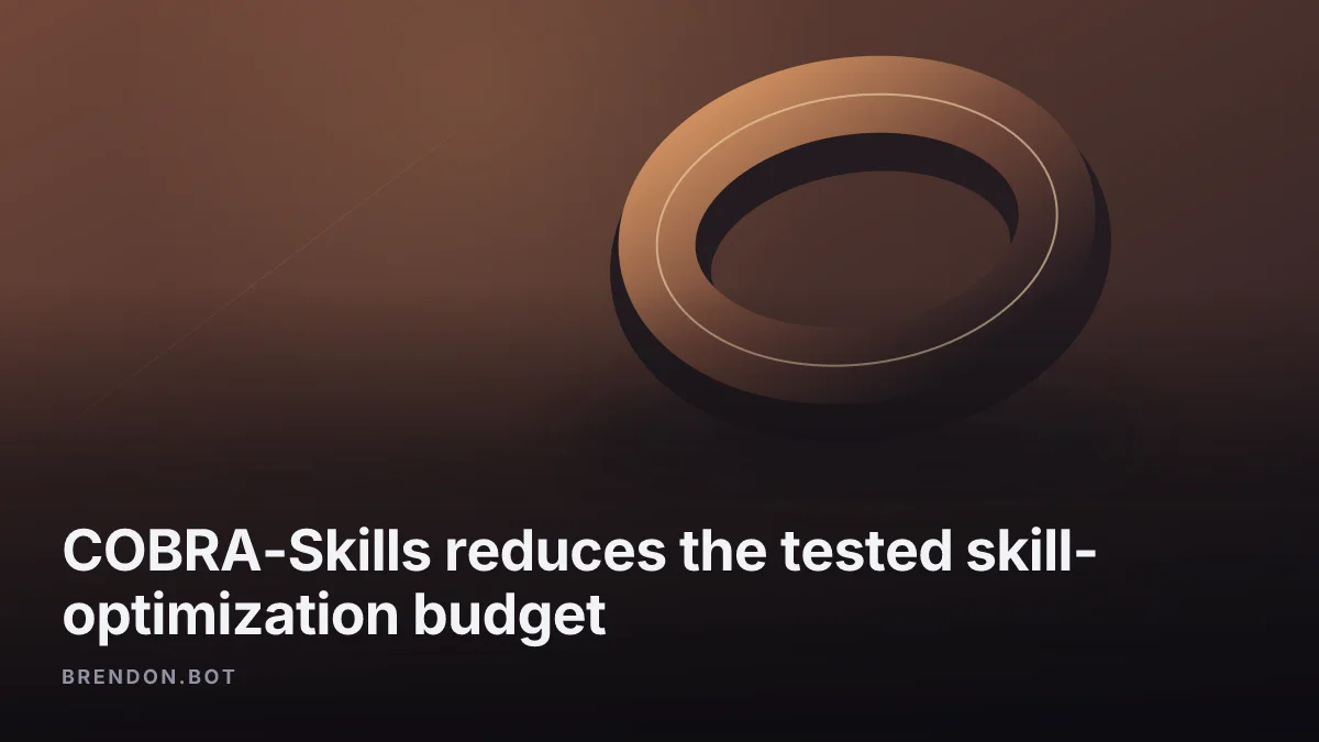 COBRA-Skills reduces the tested skill-optimization budget
